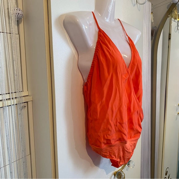 Bebe Coral Spaghetti Strap Silk Bodysuit Size XS NWT - Picture 3 of 16